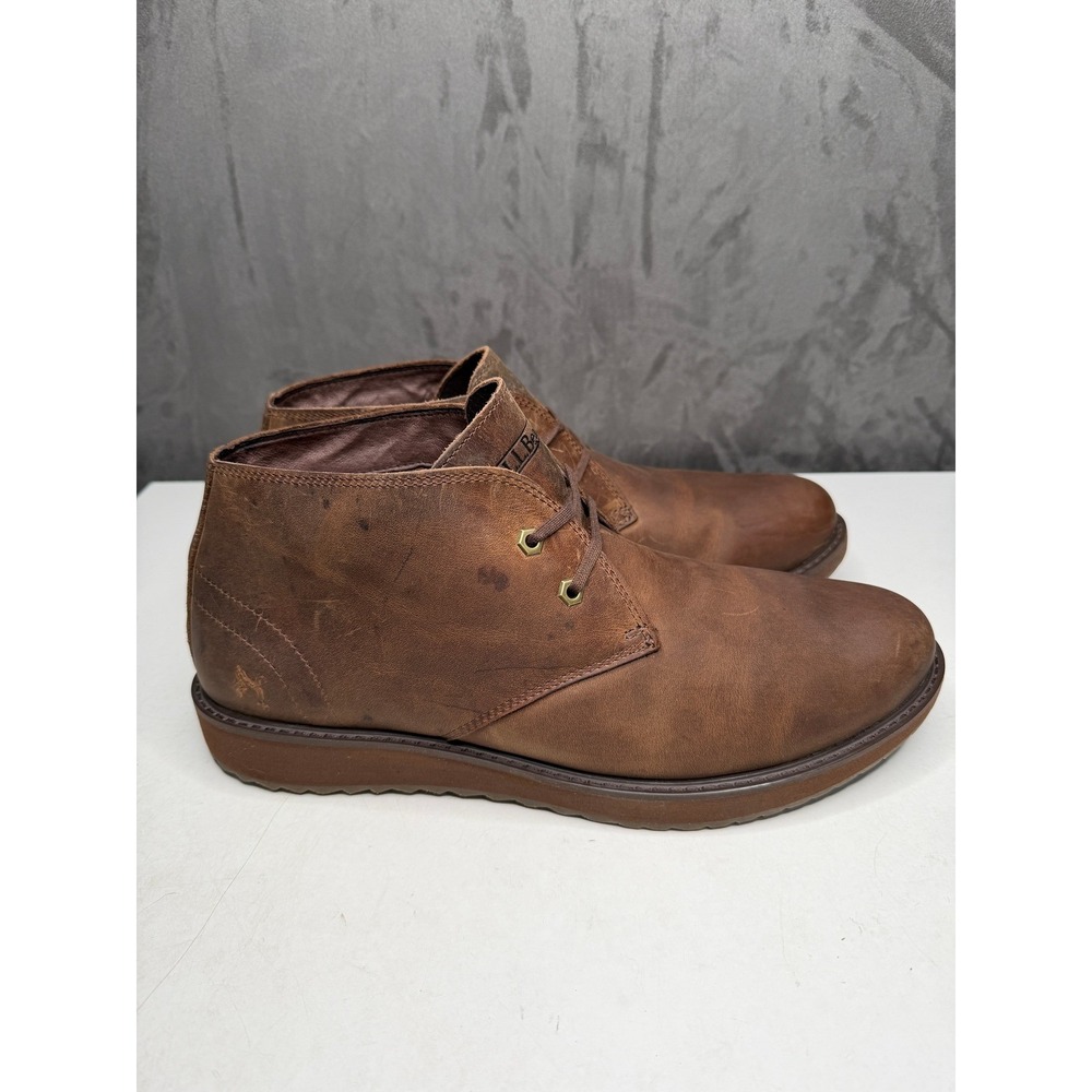 L.L.Bean Chukkas Men 11 Brown Leather Wedge Sole Lace Up Boots